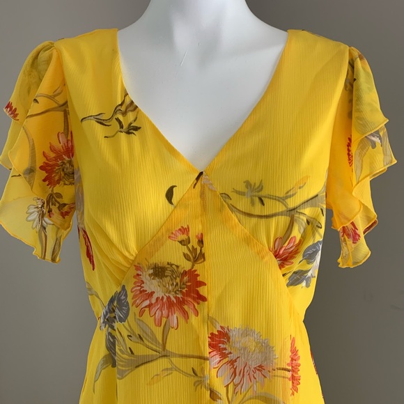 ASOS Warehouse (UK) Yellow Floral Tiered Dress - Picture 6 of 16